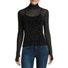 T.d.c Long Sleeve Mesh Mock Neck Top