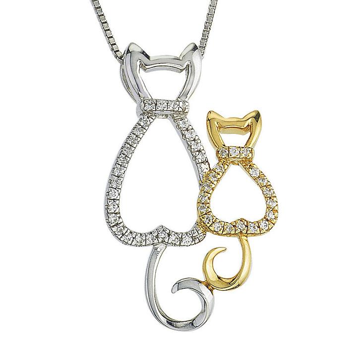 Womens 1/8 Ct. T.w. Genuine White Diamond 10k Gold Sterling Silver Pendant Necklace