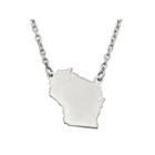 Personalized Sterling Silver Wisconsin Pendant Necklace