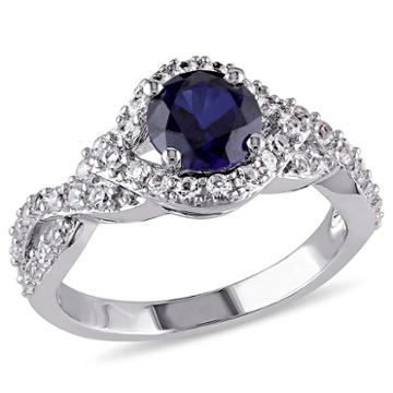 Modern Bride Gemstone Womens Lab Created Sapphire Blue Engagement Ring