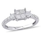 Womens 3/4 Ct. T.w. Princess White Diamond 14k Gold Engagement Ring