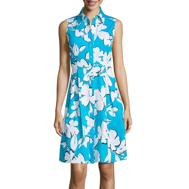 Studio 1 Sleeveless Floral Shirt Dress