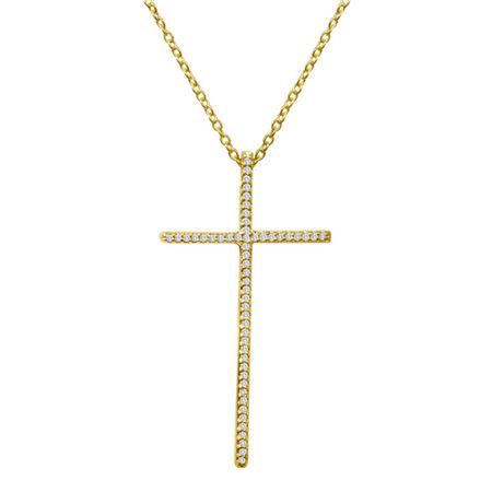 1/5 Ct. T.w. Diamond 14k Yellow Gold Over Sterling Silver Cross Pendant Necklace