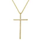 1/5 Ct. T.w. Diamond 14k Yellow Gold Over Sterling Silver Cross Pendant Necklace