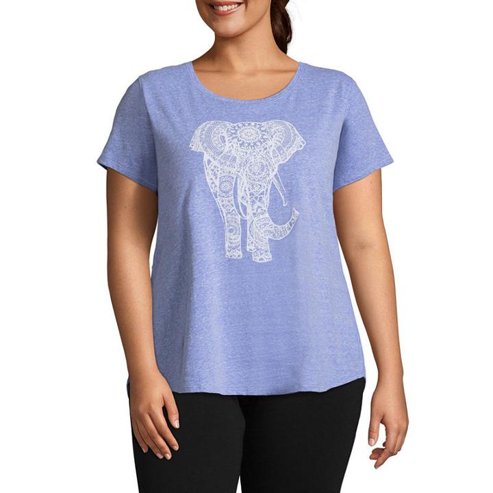 St. John's Bay Active Short Sleeve Graphic Keyhole Tee - Plus