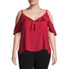 Bold Elements Cold Shoulder Ruffle Tank-plus