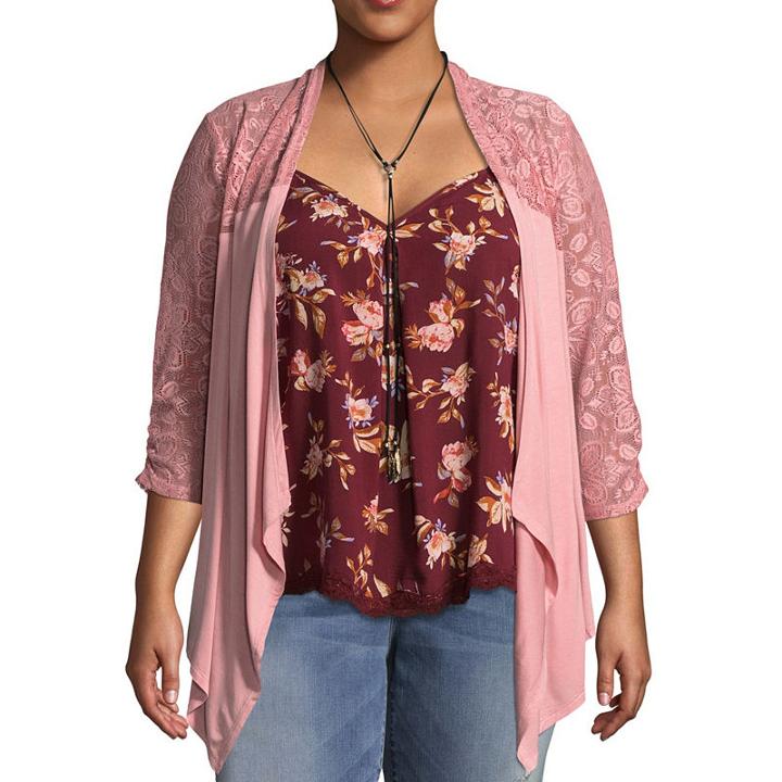 Self Esteem Long Sleeve Layered Top-juniors Plus