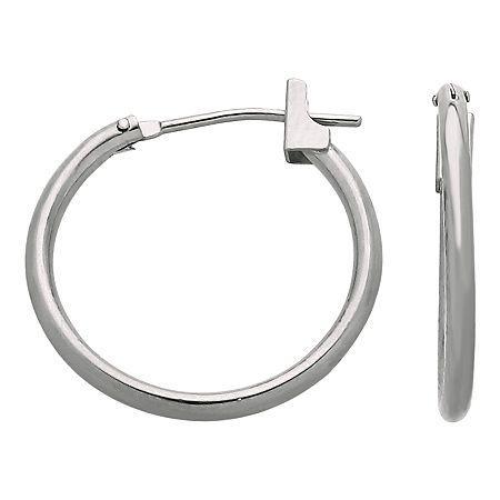14k White Gold 15mm Hoop Earrings