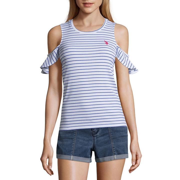 Us Polo Assn. Cold Shoulder T-shirt-juniors