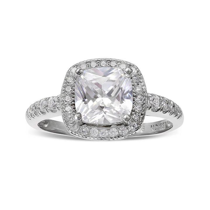 Silver Enchantment&trade; Cubic Zirconia Sterling Silver Halo Ring