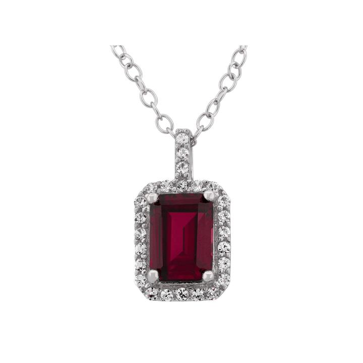 Lab-created Ruby & Cubic Zirconia Sterling Silver Pendant Necklace