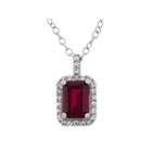 Lab-created Ruby & Cubic Zirconia Sterling Silver Pendant Necklace
