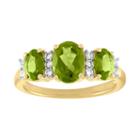 Womens Genuine Peridot Green 14k Gold Over Silver Oval Cocktail Ring