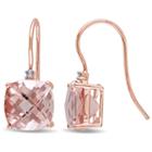 Diamond Accent Pink Morganite 14k Gold Drop Earrings