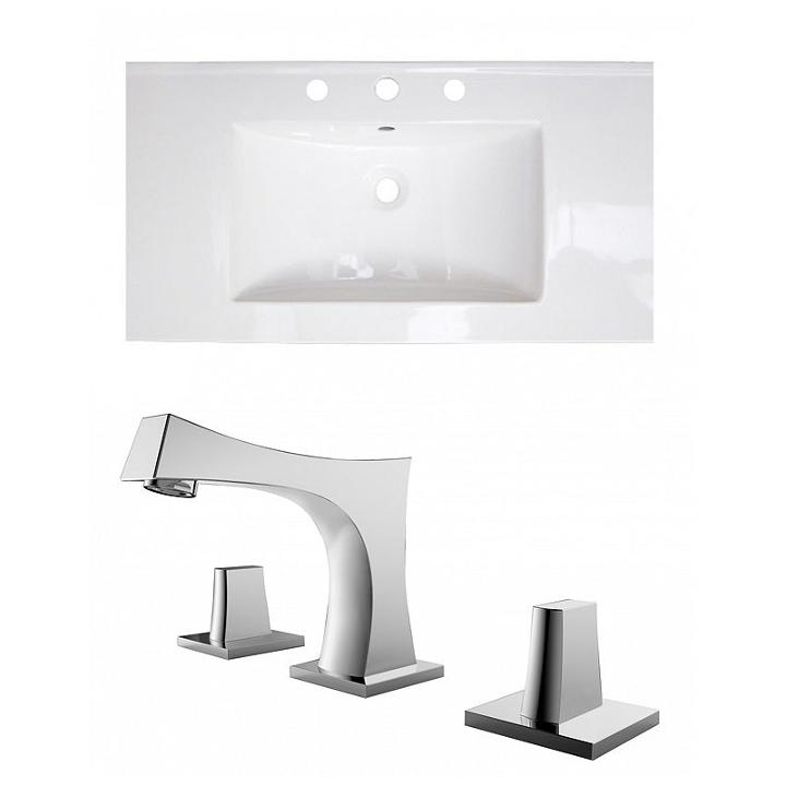 36.75-in. W 3h8-in. Ceramic Top Set In White Color- Cupc Faucet Incl.