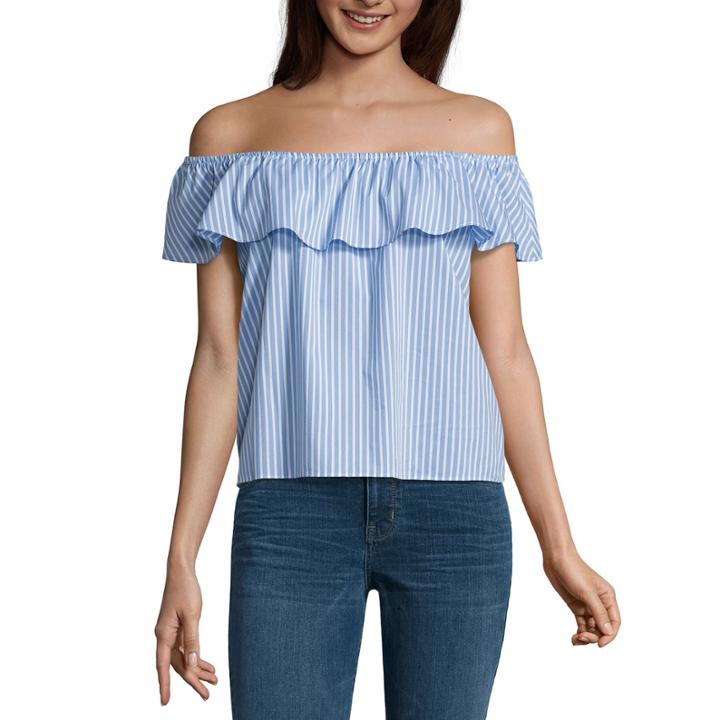 By & Byoff The Shoulder Oxford Blouse-juniors