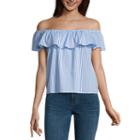 By & Byoff The Shoulder Oxford Blouse-juniors
