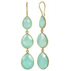 Simulated Green Quartz 14k Gold Over Silver Drop Earrings