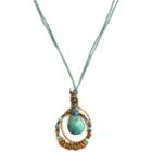 Aris By Treska Gold-tone Blue Stone Pendant Necklace