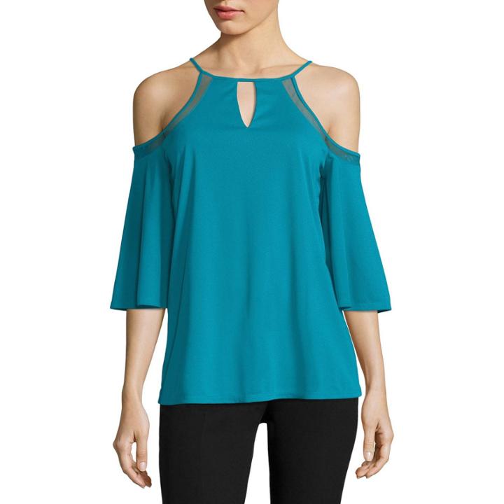 Worthington 3/4 Sleeve Cold Shoulder Blouse