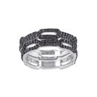 1/7 Ct. T.w. Color-enhanced Black Diamond Black Sterling Silver Ring Set