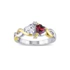 Genuine Garnet And Lab-created White Sapphire Double Heart Ring