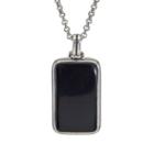 Na Mens Black Onyx Sterling Silver Pendant Necklace