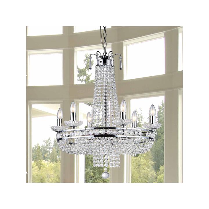 Warehouse Of Tiffany Crystal Chrome Finish Pendantlamp
