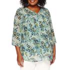 Liz Claiborne 3/4-sleeve Pintuck Blouse With Cami - Plus