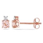 Diamond Accent Pink Morganite 10k Gold Ear Pins