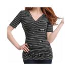 Phistic Women's V-neck Ruched Striped Top