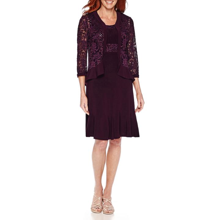 R & M Richards3/4 Sleeve Jacket Dress