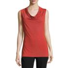 Worthington Sleeveless Draped Neck Stripe Pullover Sweater-talls