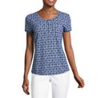 Liz Claiborne Short Sleeve Slub Henley Tee - Tall