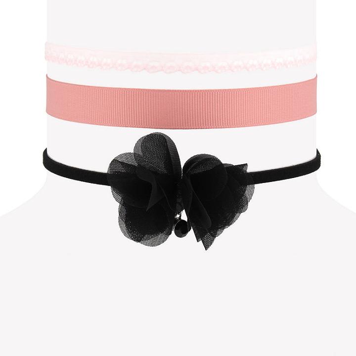 Decree Womens Black Round Choker Necklace