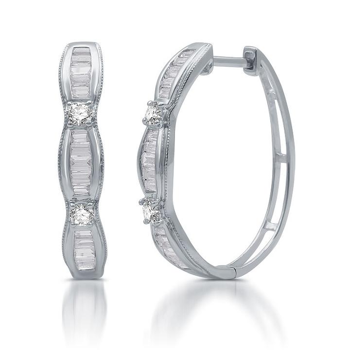 1 Ct. T.w. White Diamond 25.2mm Hoop Earrings