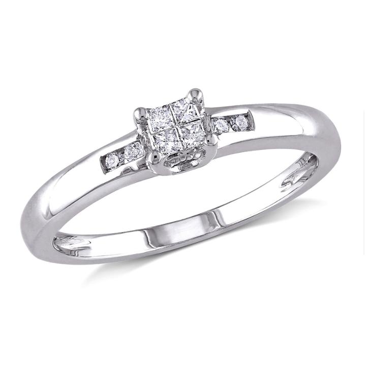 1/8 Ct. T.w. Diamond Sterling Silver Multi-top Engagement Ring