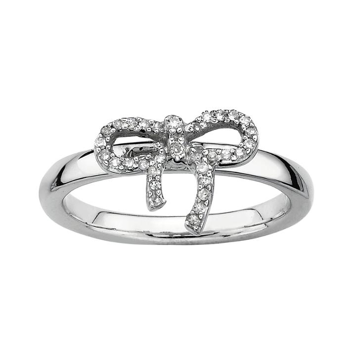1/10 Ct. T.w. Diamond Bow Stackable Ring Silver