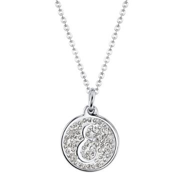 Crystal Disc E Pendant Necklace