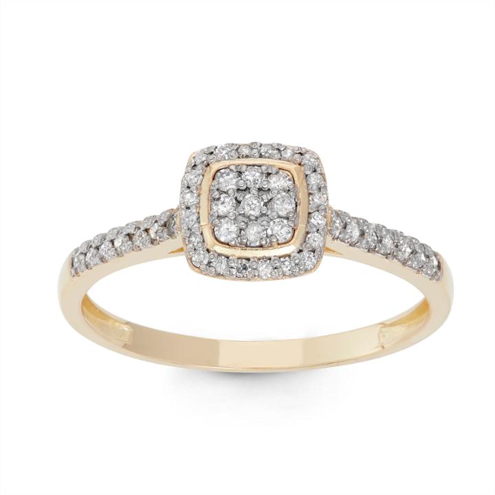 Womens 1/4 Ct. T.w. White Diamond 10k Gold Cocktail Ring