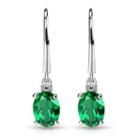 Diamond Accent Green Emerald Sterling Silver Drop Earrings