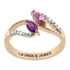 Personalized Womens Diamond Accent Simulated Crystal Multi Color 18k Gold Over Silver Oval