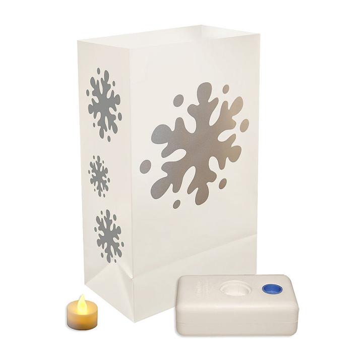 Battery Operated Luminaria Kit- Snowflake Set Of12