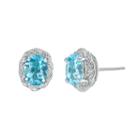Diamond Accent Genuine Blue Blue Topaz 11mm Stud Earrings