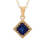 Womens Lab Created Blue Sapphire 14k Gold Over Silver Square Pendant Necklace