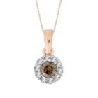 Womens 1/4 Ct. T.w. Genuine Champagne Diamond 14k Gold Pendant Necklace