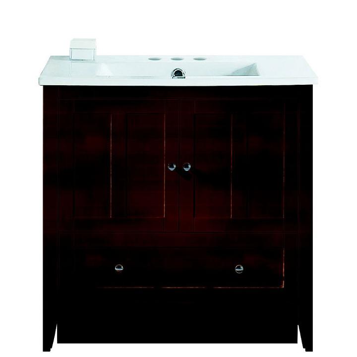 35.5-in. W Floor Mount Walnut Vanity Set For 3h4-in. Drilling