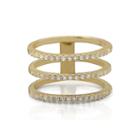 Cubic Zirconia Triple-row 14k Yellow Gold Over Silver Ring