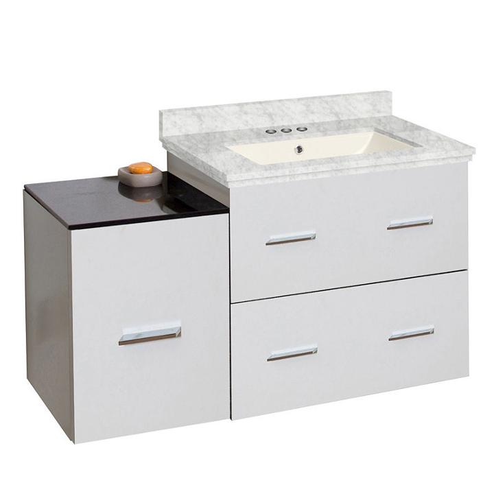 37.75-in. W Wall Mount White Vanity Set For 3h4-in. Drilling Bianca Carara Top Biscuit Um Sink