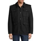 Vintage Leather Military Inspired Wool Blend Coat